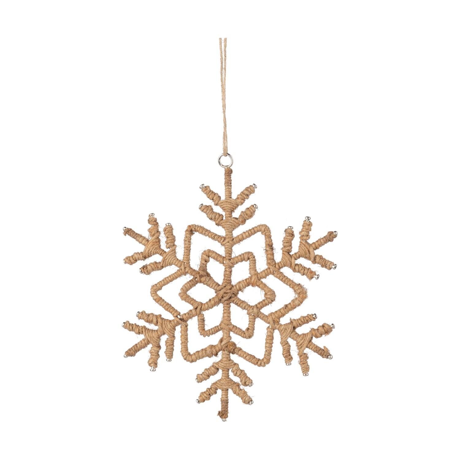 Jute snowflake ornament, natural 5 in  12            