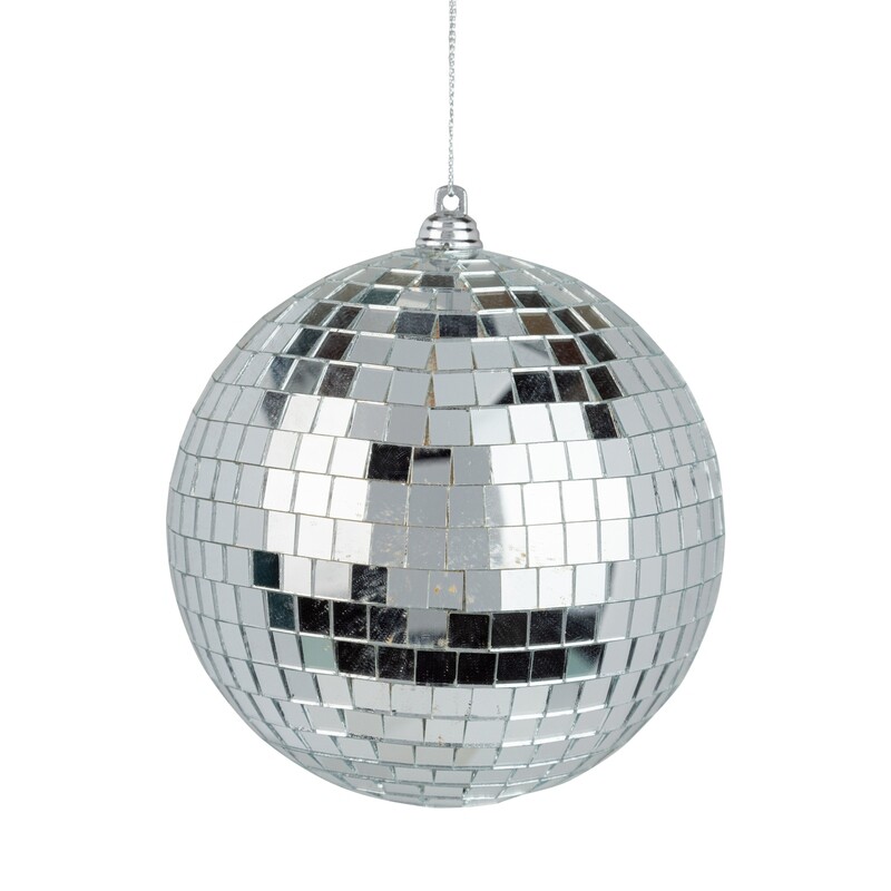 Glass mirror ball ornament, silver, 120mm/5.5 in  12      