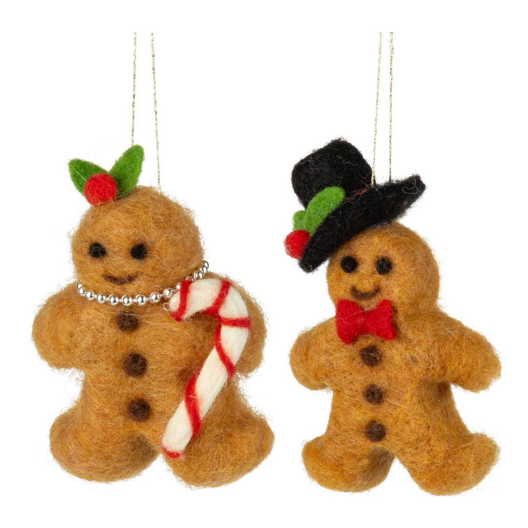 2 Asst&#39;d felt gingerbread people ornament, brown gingerbread, 4 in  12      