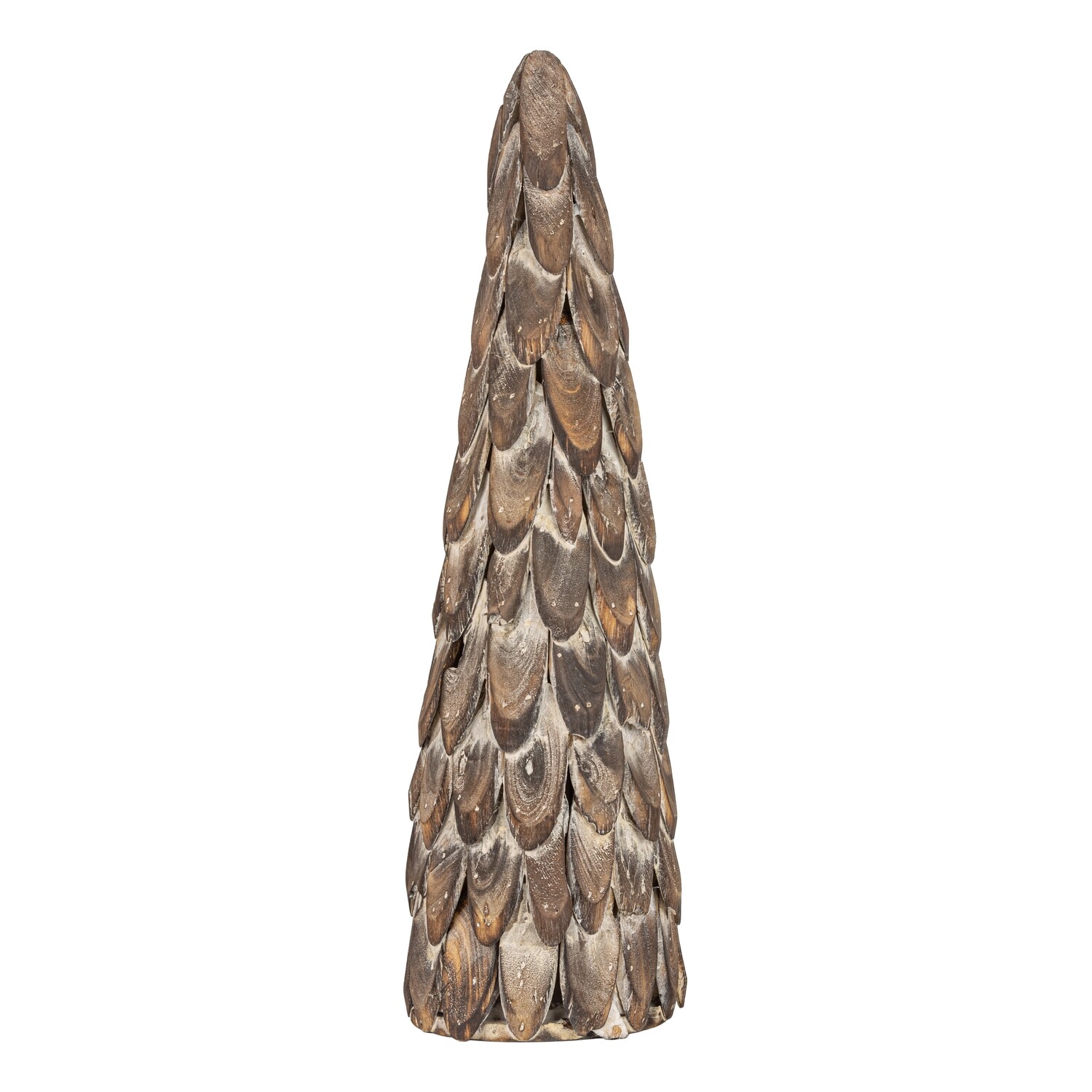 Wood tree table piece, espresso brown individually placed scalloped oval branches with a light surface glitter, 20 in  2   