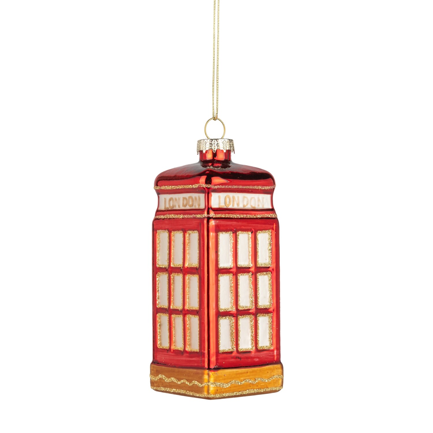 Glass London phone box ornament, 4.5 in  6      