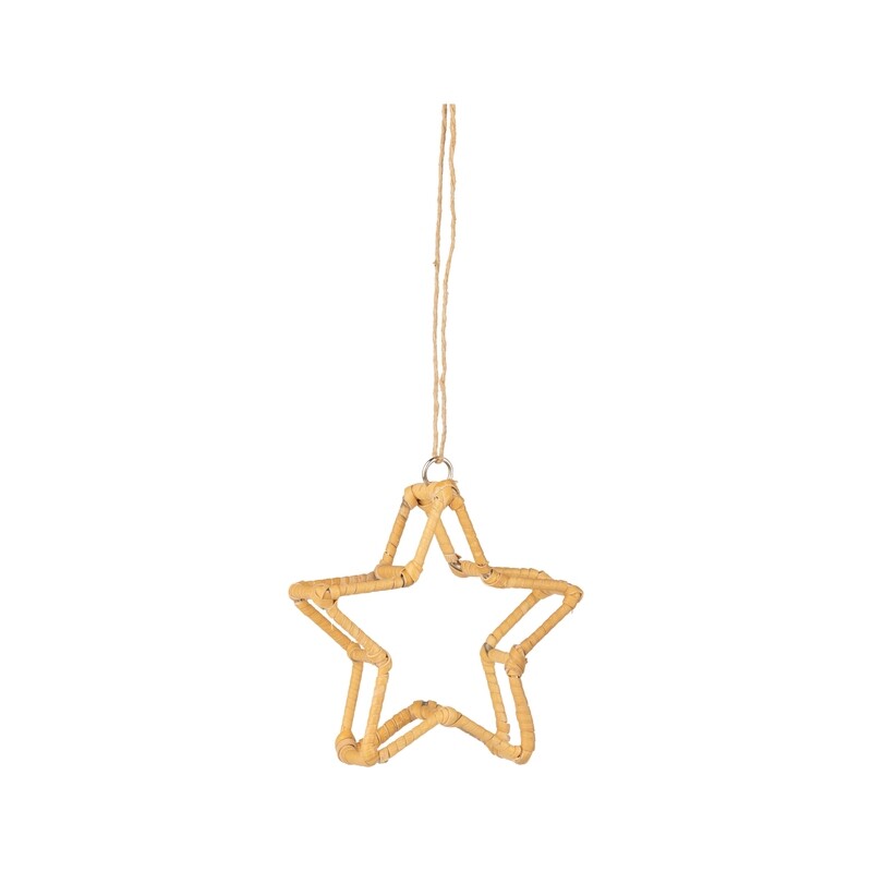 Rattan star ornament, natural, 3 in  12            