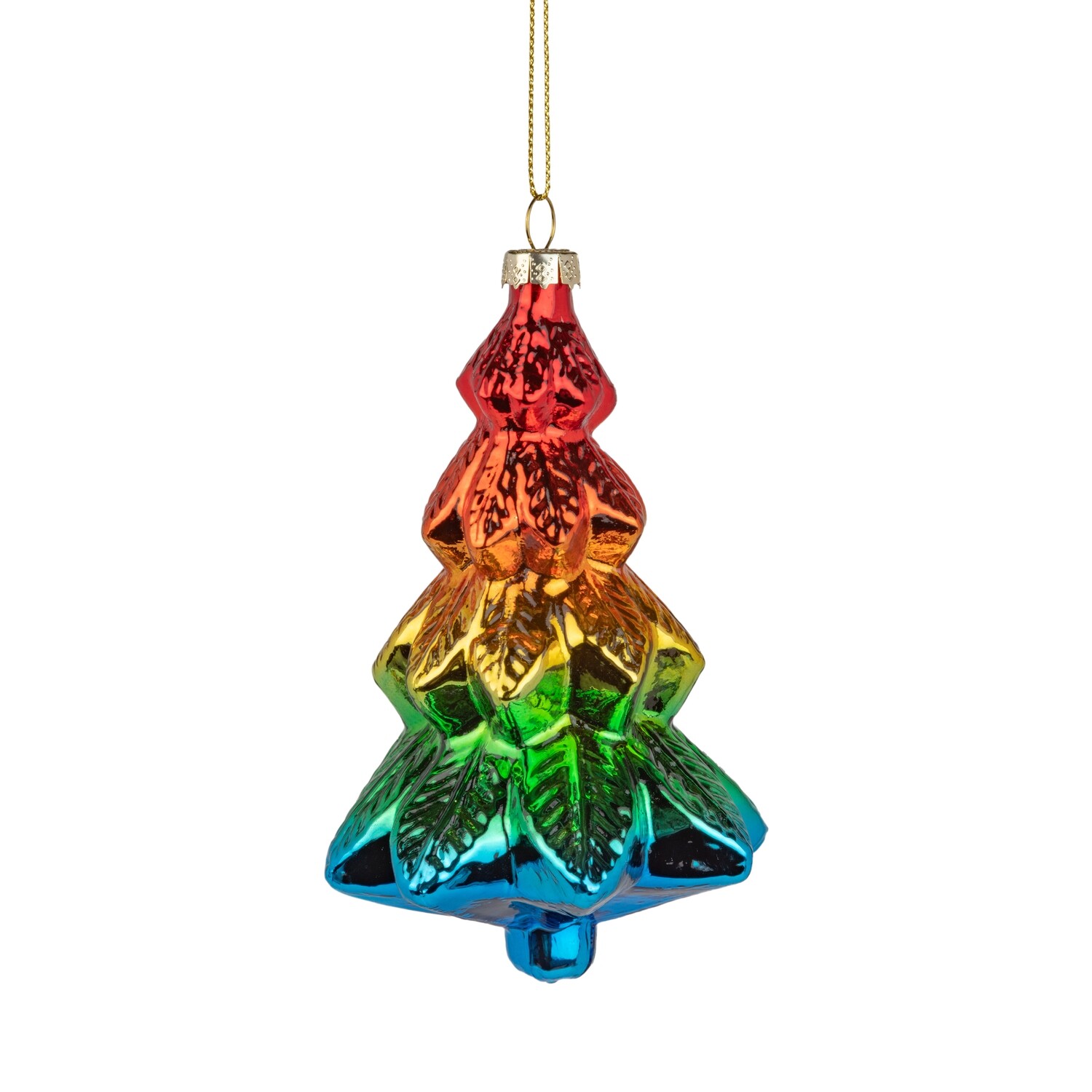 Glass rainbow Christmas tree ornament, 5 in  6      