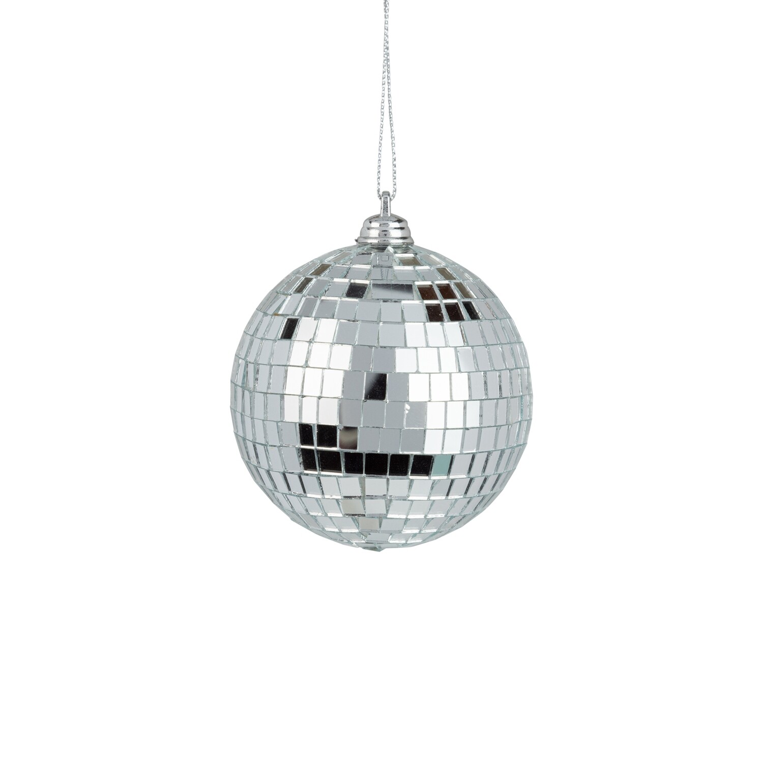 Glass mirror ball ornament, silver, 80mm/3.75 in  24      