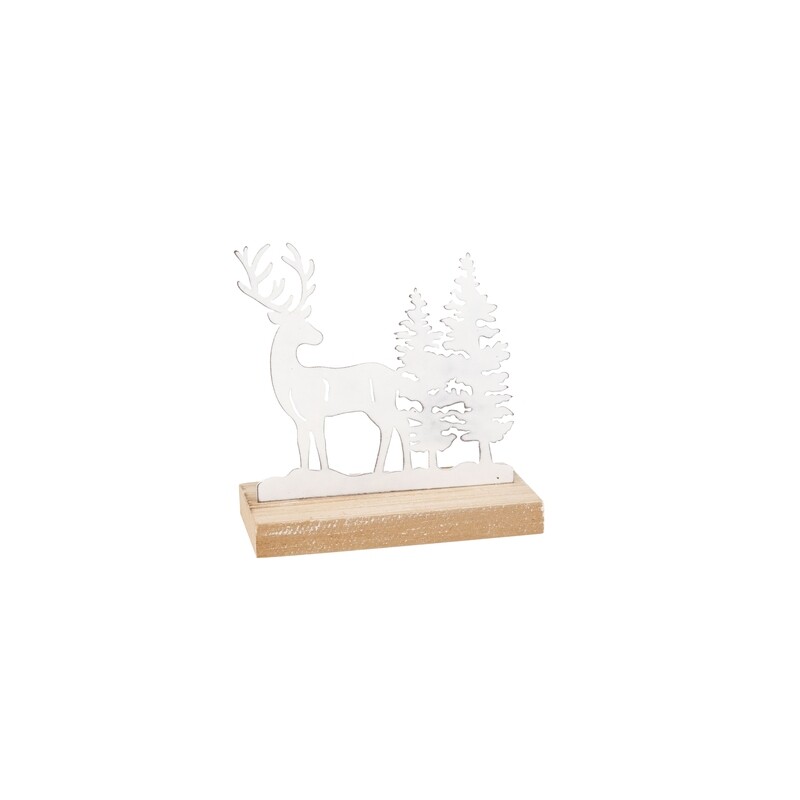 Wood and metal stag table piece, antique white, 5.5 in  6            