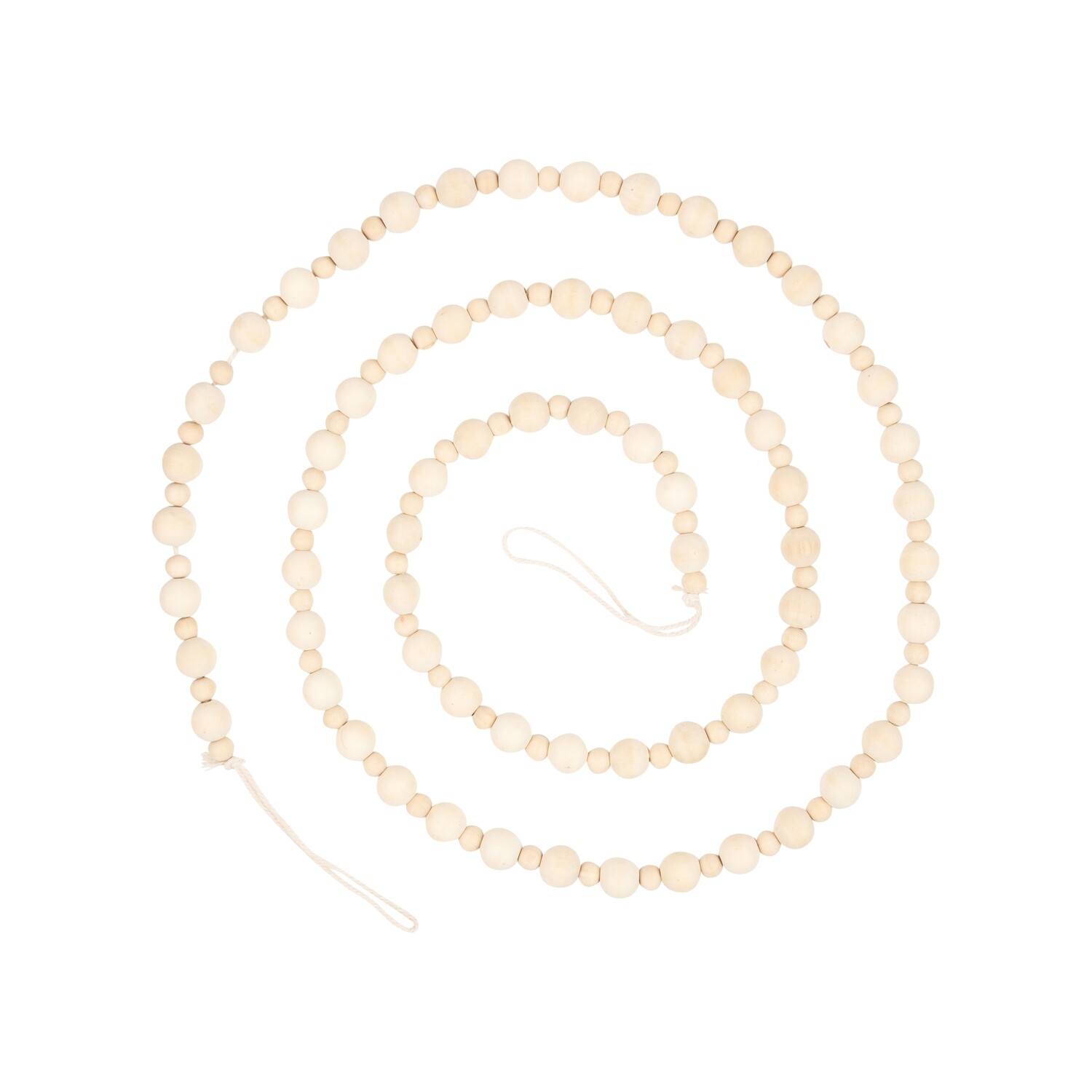 Natural wood bead garland, multi size beads, 70 in  12            