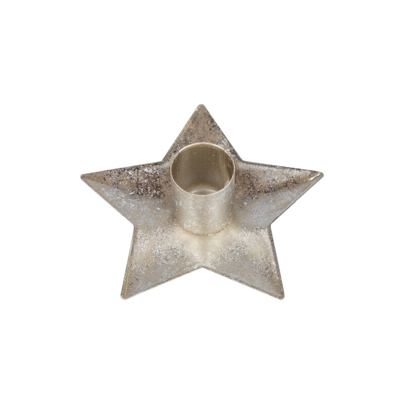 Silver foiled metal star taper table piece, 3.75 in  6            
