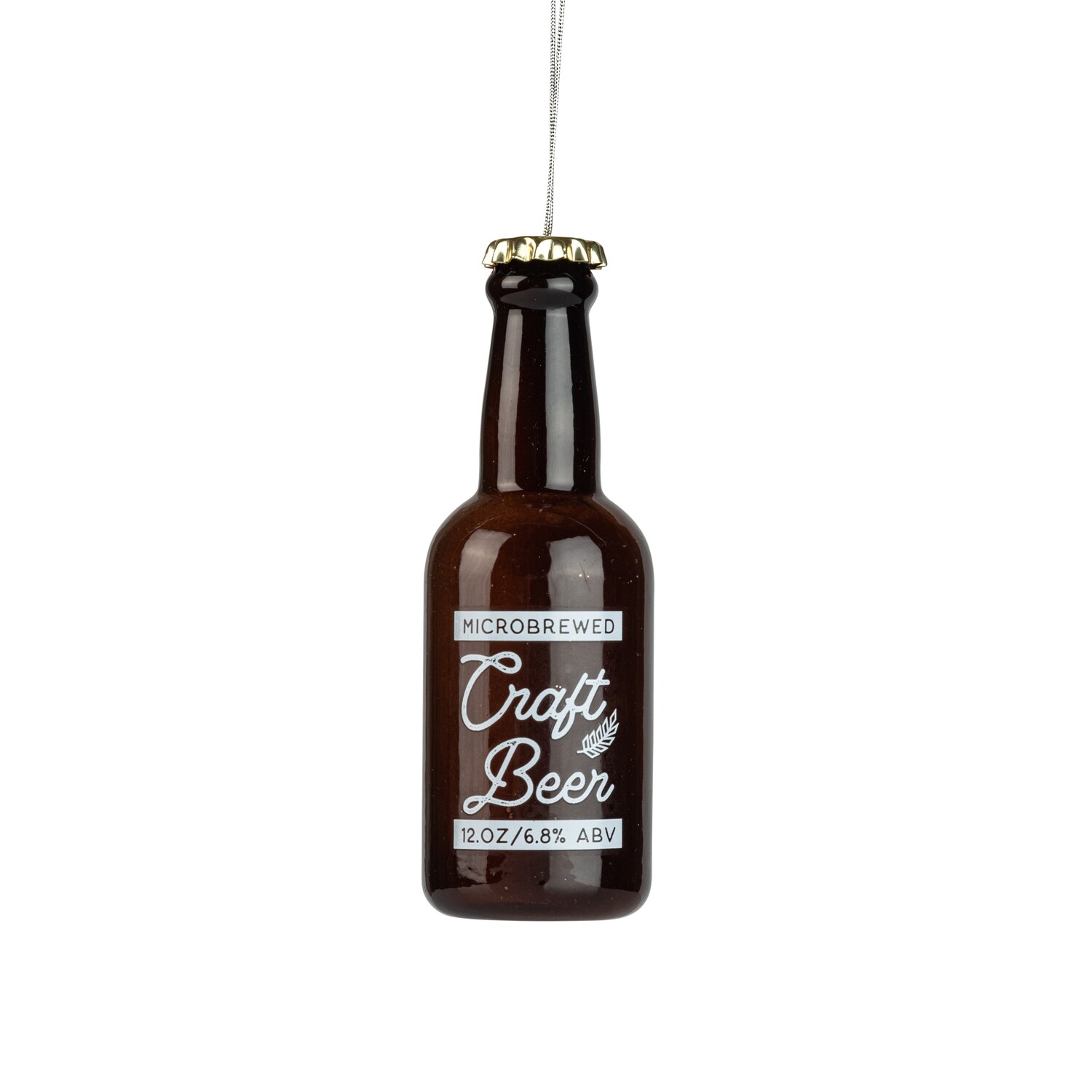 Glass craft beer bottle ornament, 5 in 12      