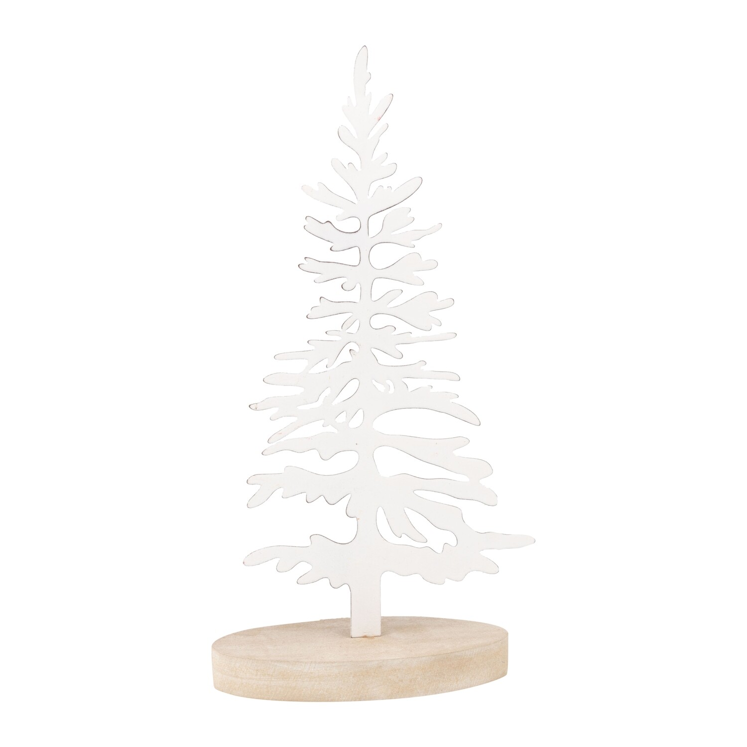 White metal tree table piece, on wood base, 13.5 in  4      