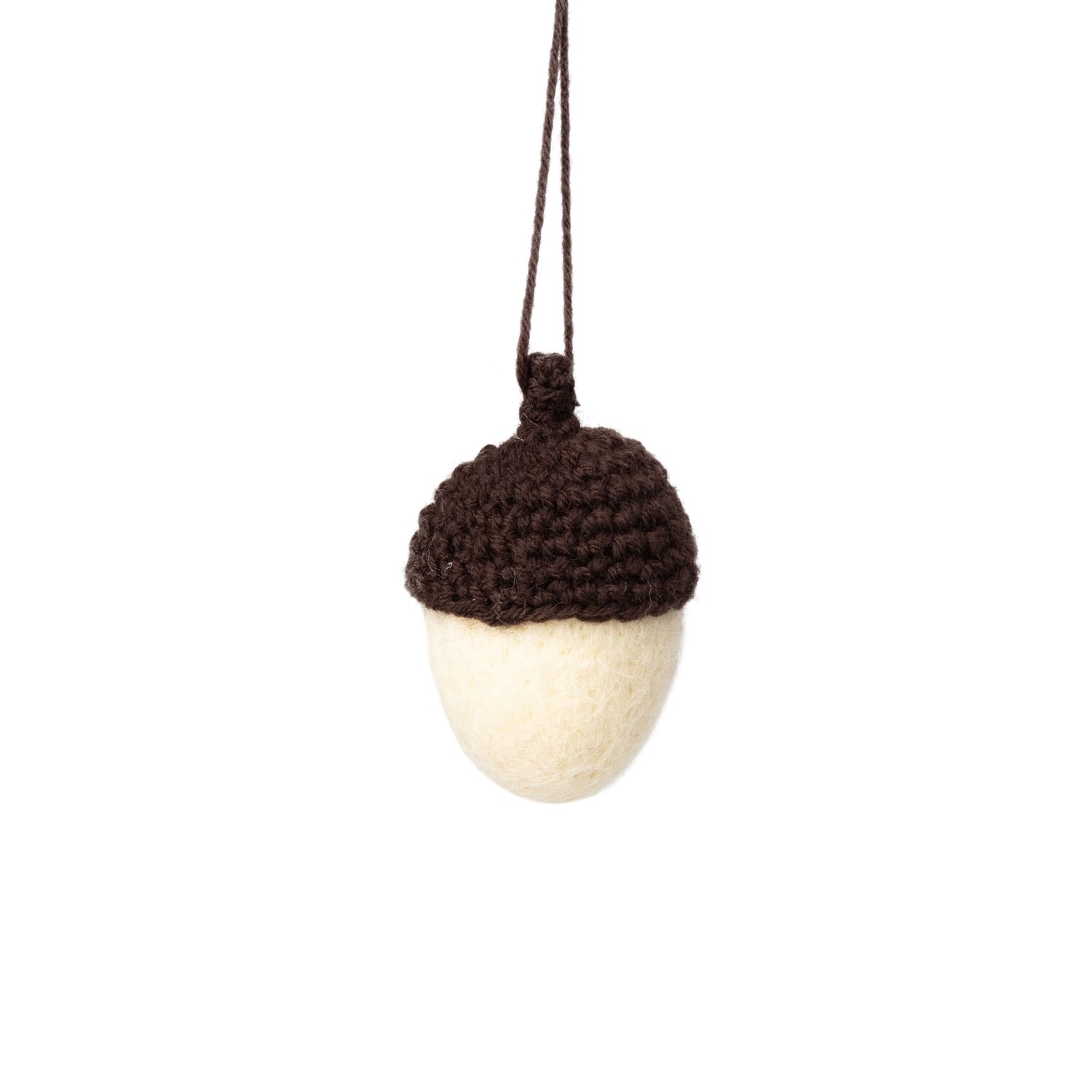 Felt white acorn ornament, 3 in  12            