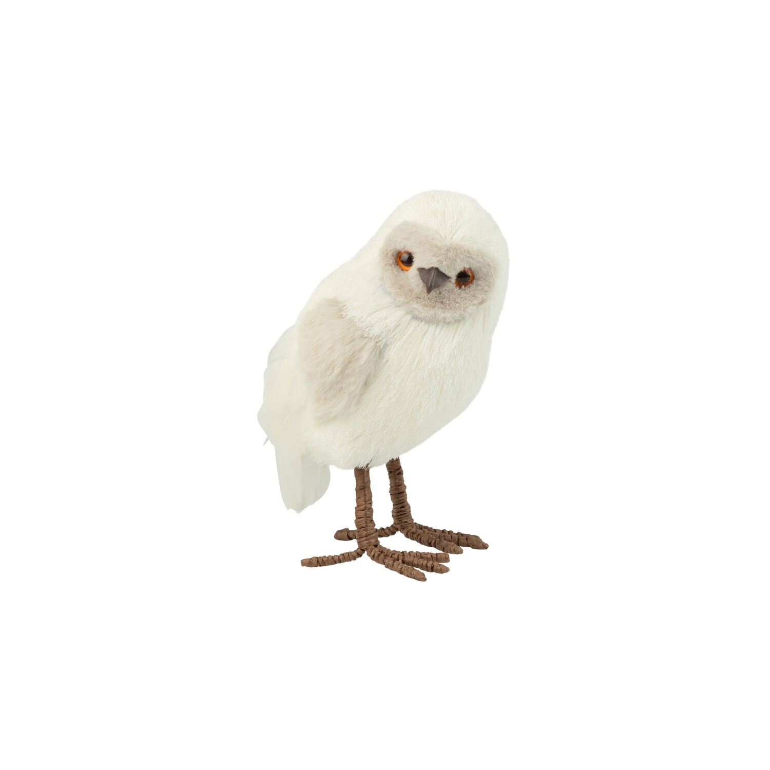 White grass and beige plush owl table piece, 6 in  6            