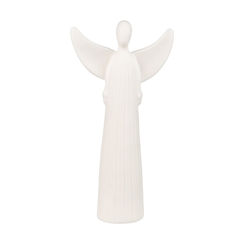 Matte porcelain white angel table piece, 6 in  12            