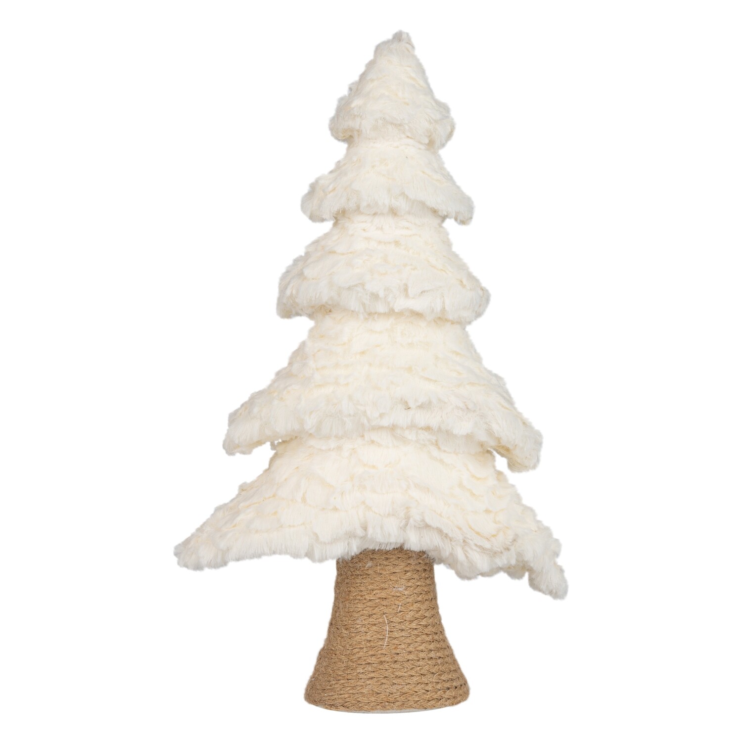Plush tree table piece, tiered off white with natural braided cord trunk, 16.5 in  2      