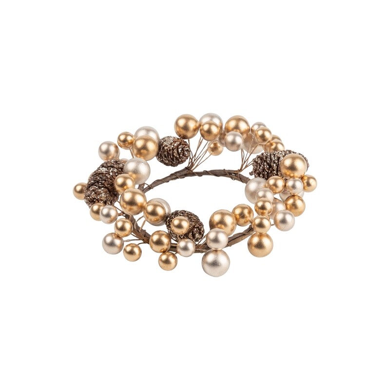Pinecone candle ring, gold, 5.5 in  12