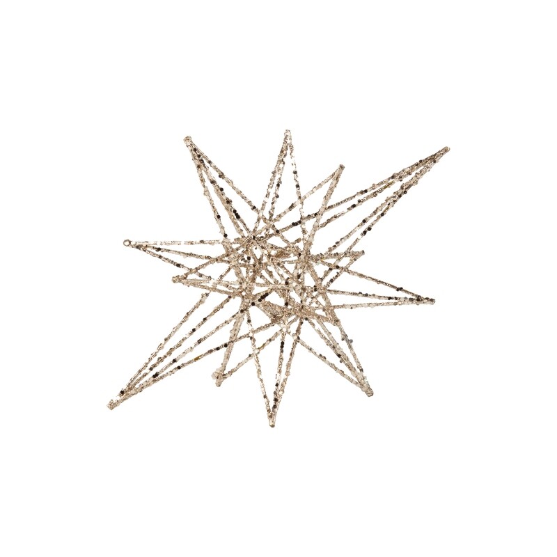 Wire Moravian tree ornament, champagne gold glitter on wire base, 8.5 in  6      