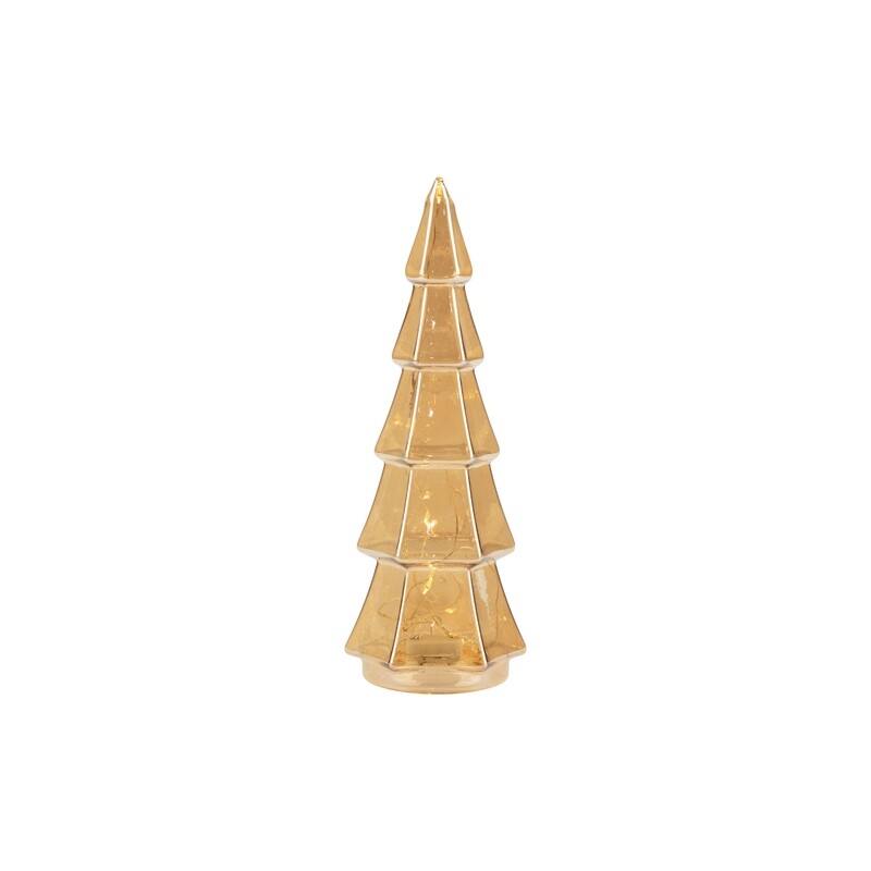 Glass tree table piece, translucent amber gold, LED light, 8.5 in  4            