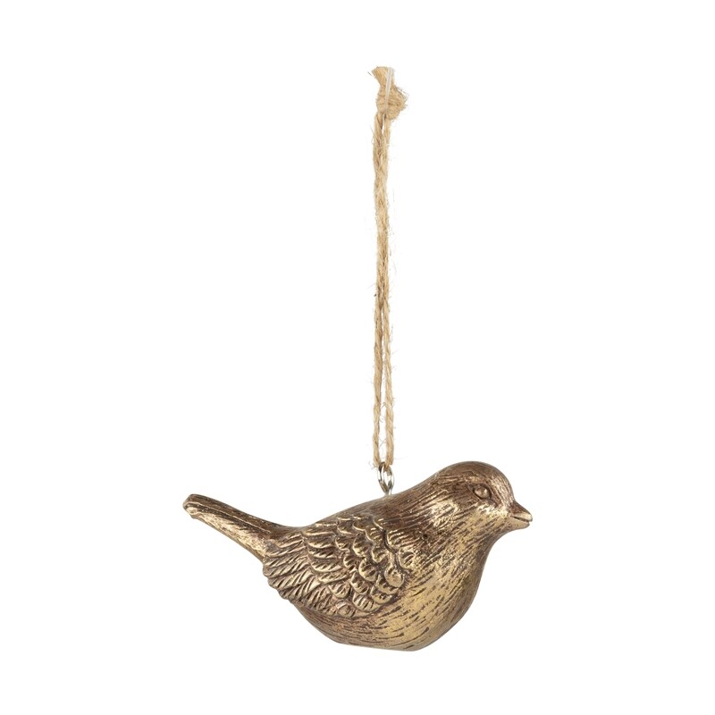 Resin chubby bird ornament antique champagne, 3 in  24      
