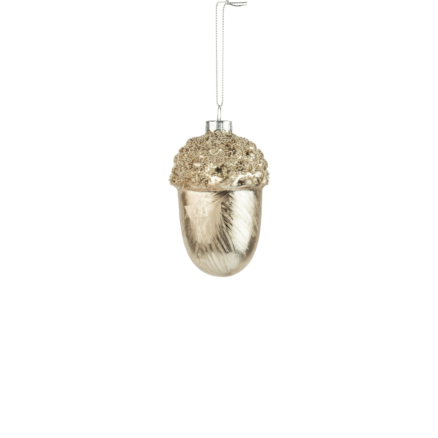 Glass pewter acorn ornament, gold glitter top, 4.75 in  12            