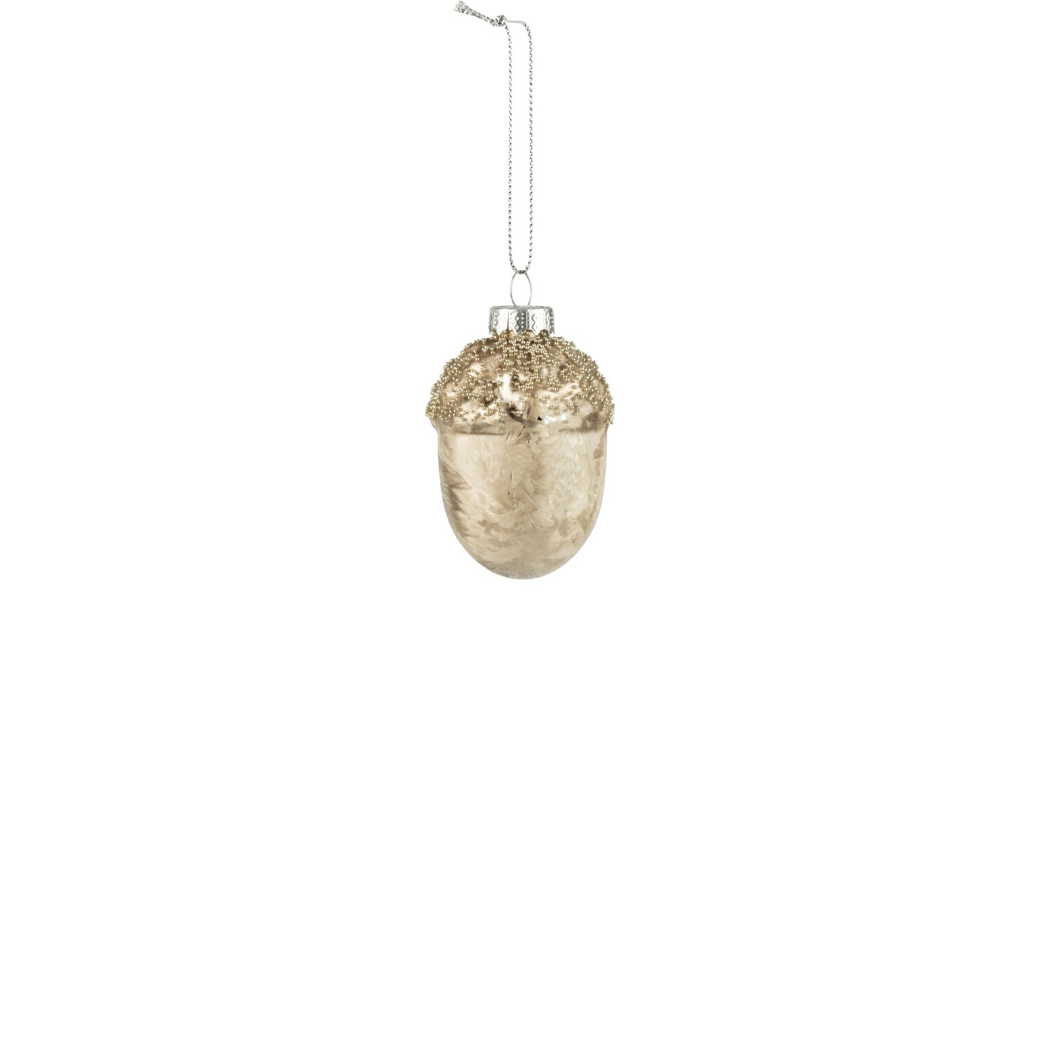 Glass pewter acorn ornament, gold glitter top, 3 in  12            