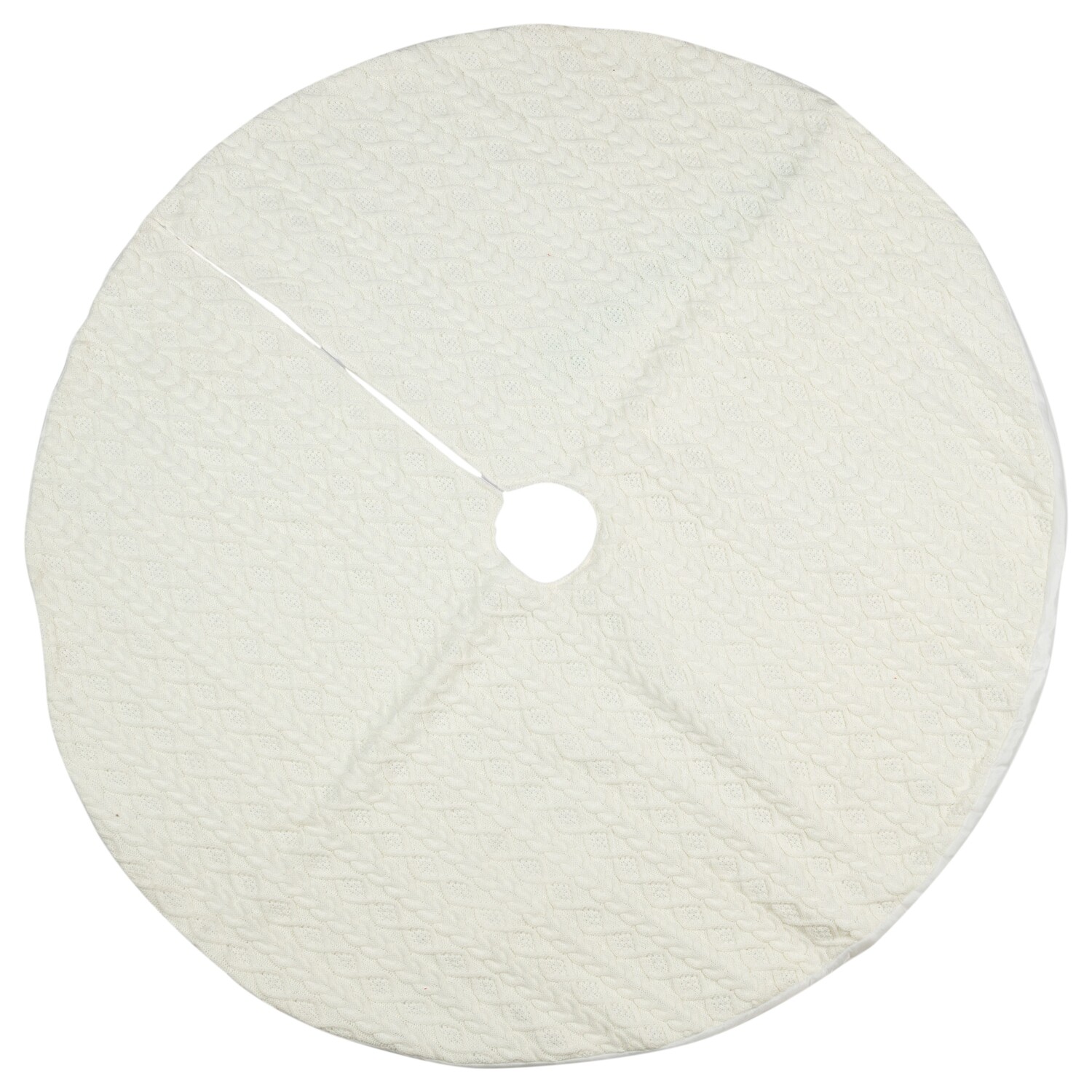 Cable knit Christmas tree skirt, white, 48 in  2      