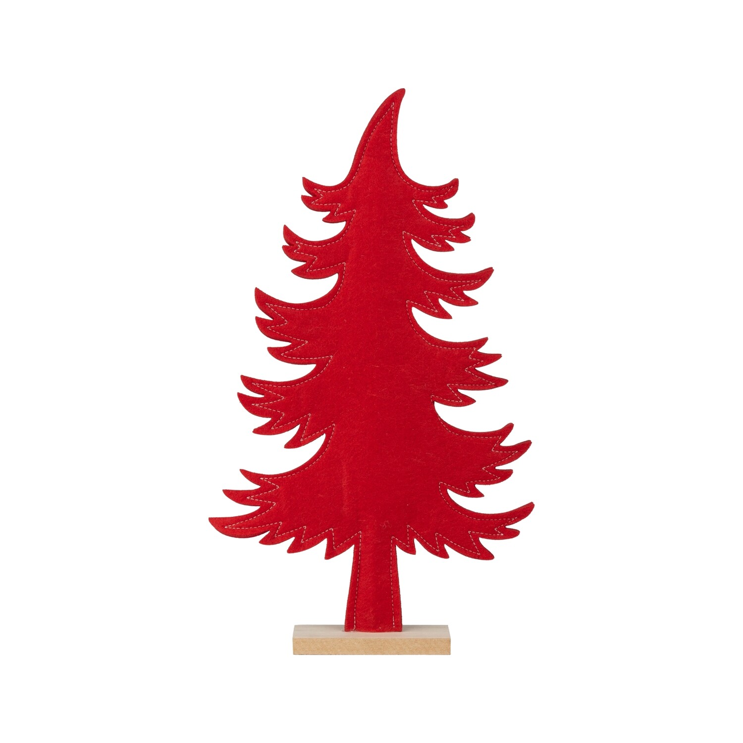 Red felt table top tree on wood base, 16 in  6            