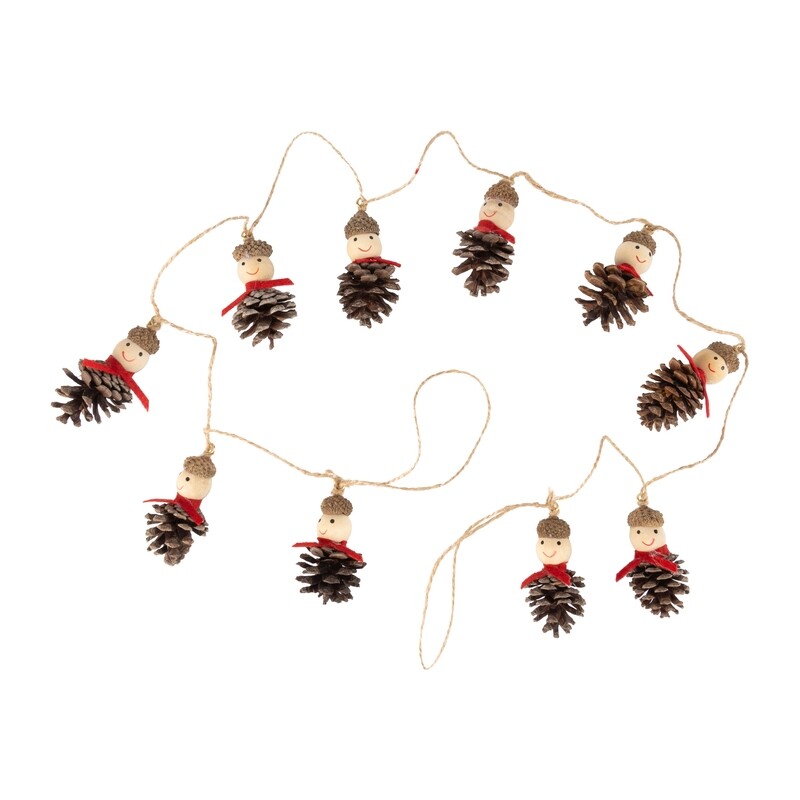 Pinecone and acorn top Santa garland, 51 in  8            
