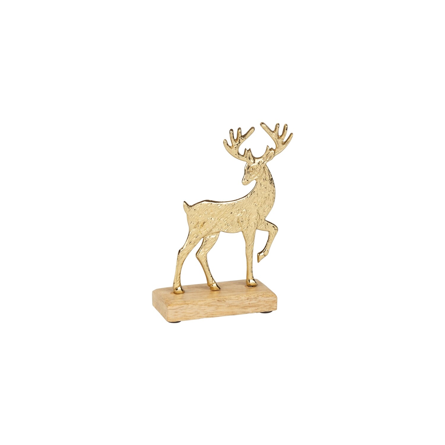 Gold stag table piece, textured finish on wood base, 6.75 in  4            