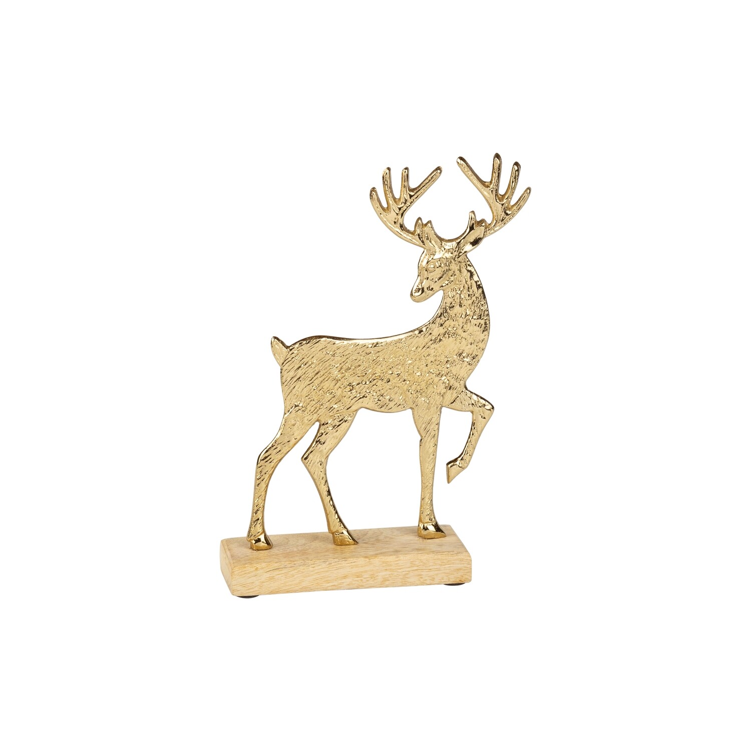 Gold stag table piece, textured finish on wood base, 8.75 in  4            