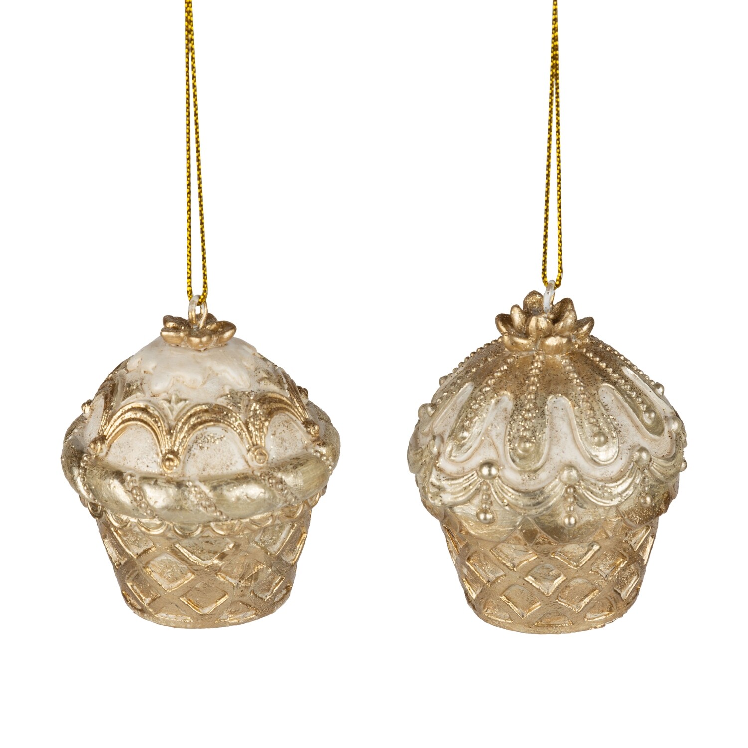 2 Asst&#39;d resin gold cupcake ornament, 2 in  16            