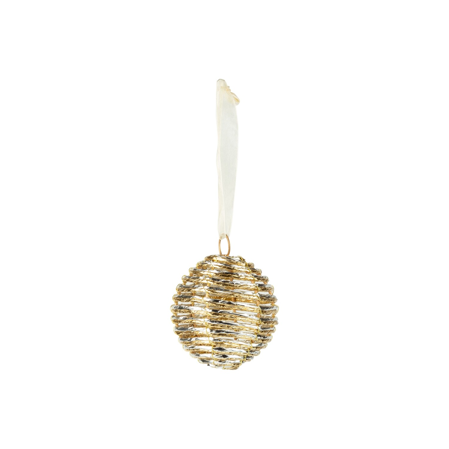 Paper ball ornament, metallic gold and silver paper wrapped on wire ball, 80mm/3 in  12            
