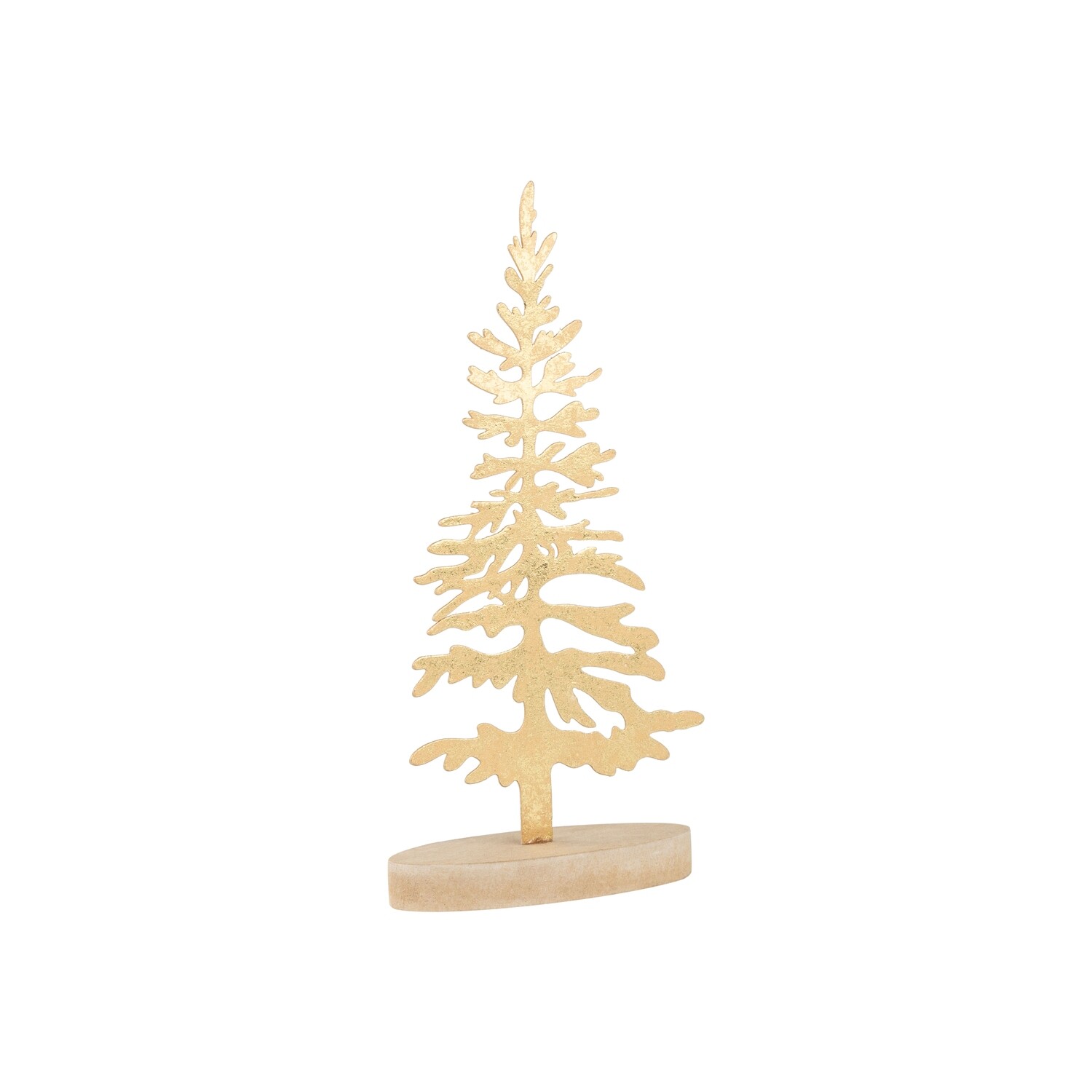Gold foiled metal tree table piece, on wood base, 9 in  6      