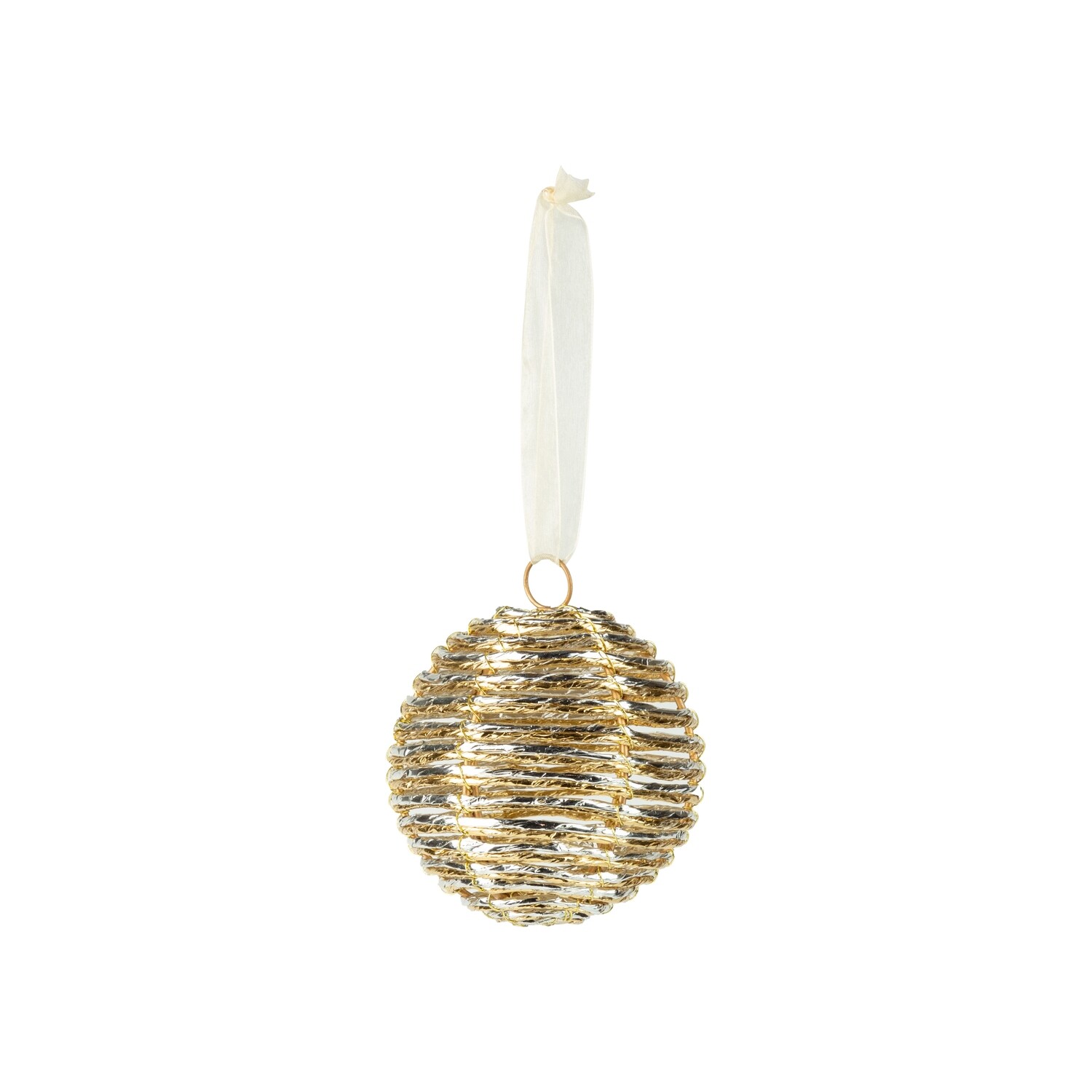 Metallic paper ball ornament, metallic gold and silver paper wrapped on wire ball, 100mm/4 in  12            