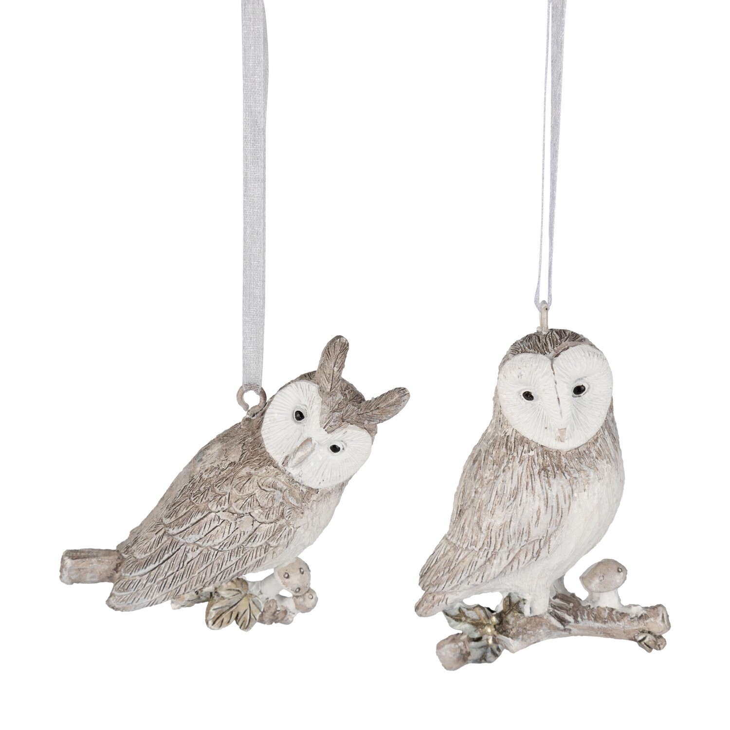 2 Asst&#39;d resin owl on a branch ornament, 3 in  12            