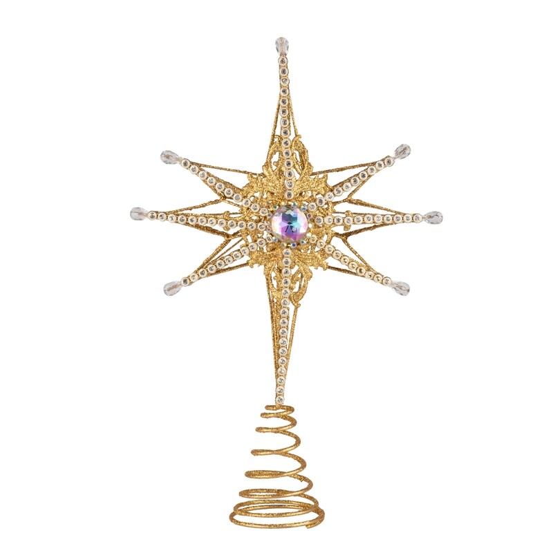 Gold star tree topper, large center rhinestone, 12 in  4            