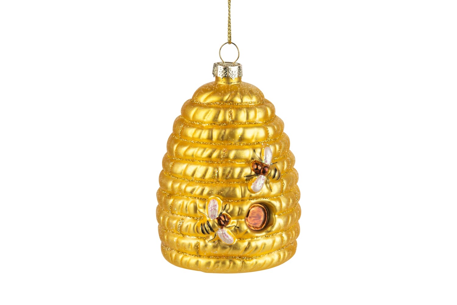 Glass ornament, yellow beehive, 3.75 in  6      