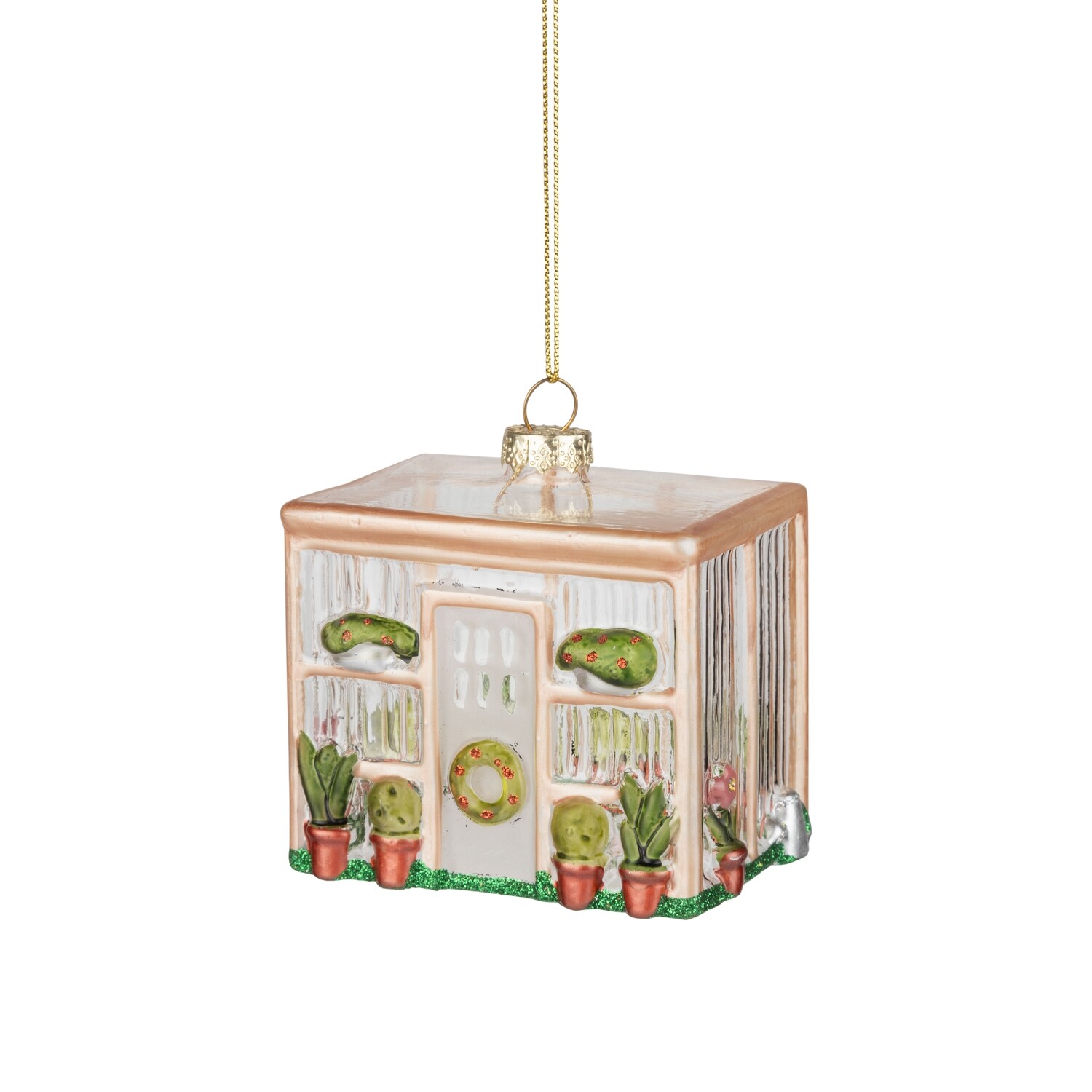 Glass green house ornament, 3 in  6      