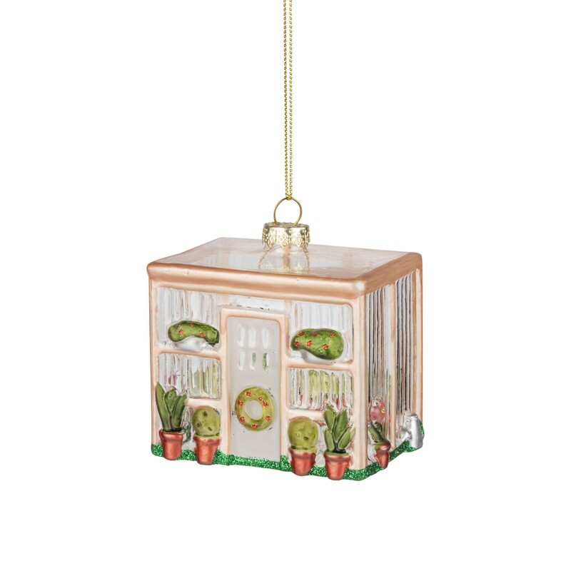 Glass green house ornament, 3 in  6      