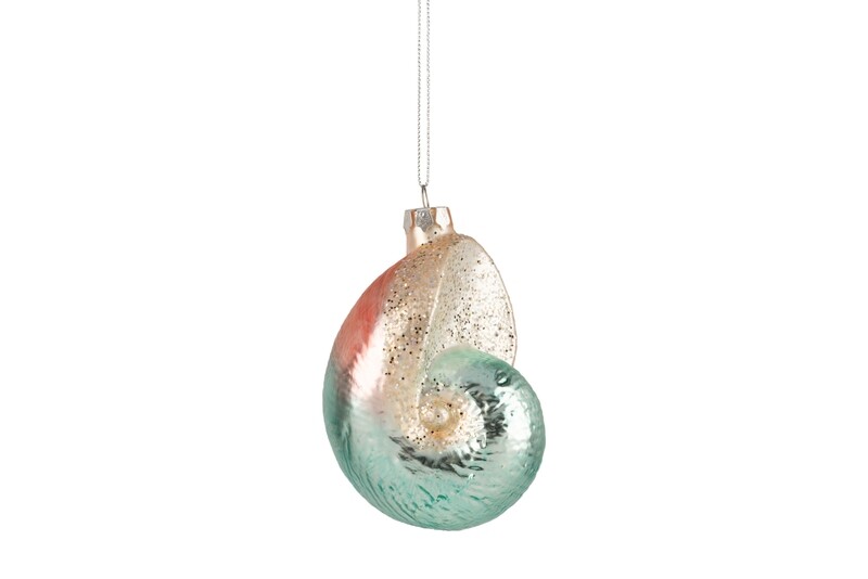 Glass pastel nautilus seashell ornament, 2.75 in  6      