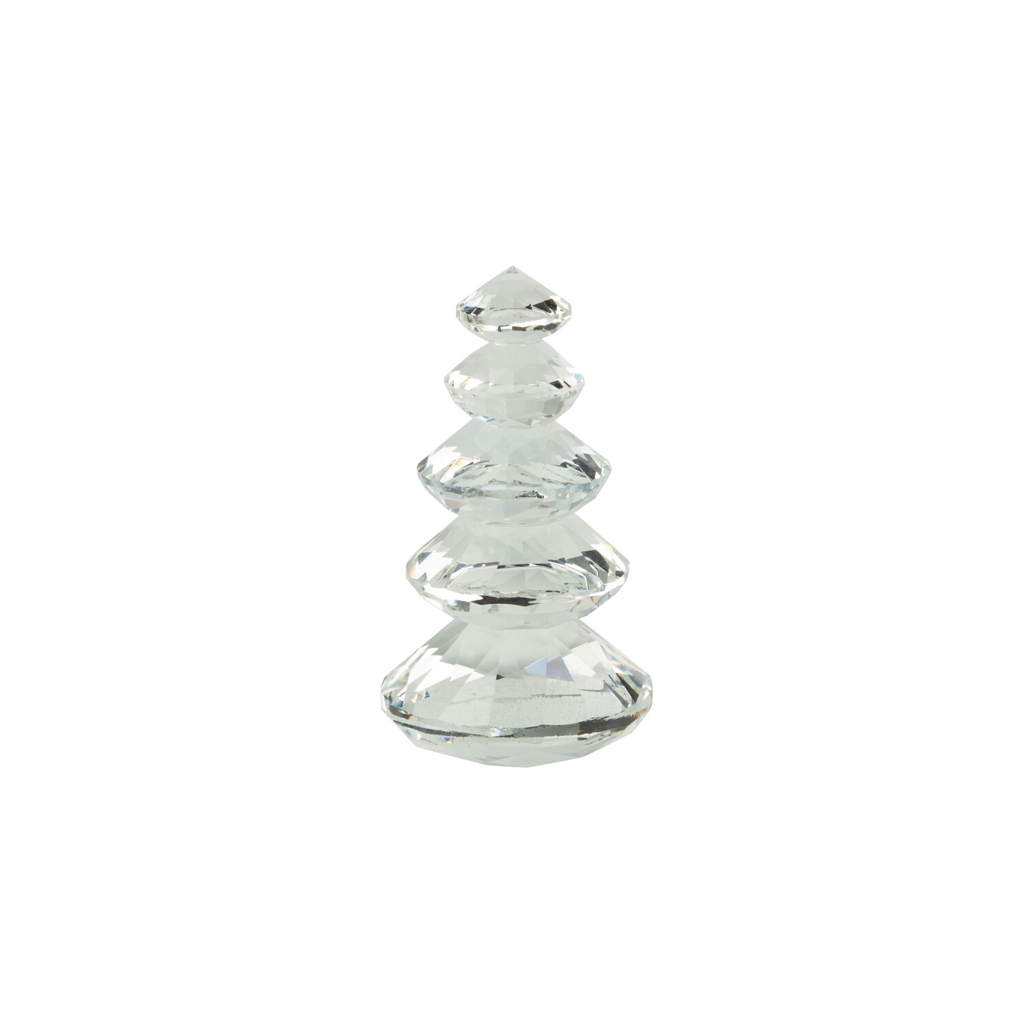 Solid cut Glass tiered tree, clear, 4.5 in  6            