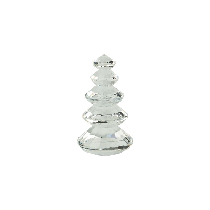 Solid cut Glass tiered tree, clear, 4.5 in  6            