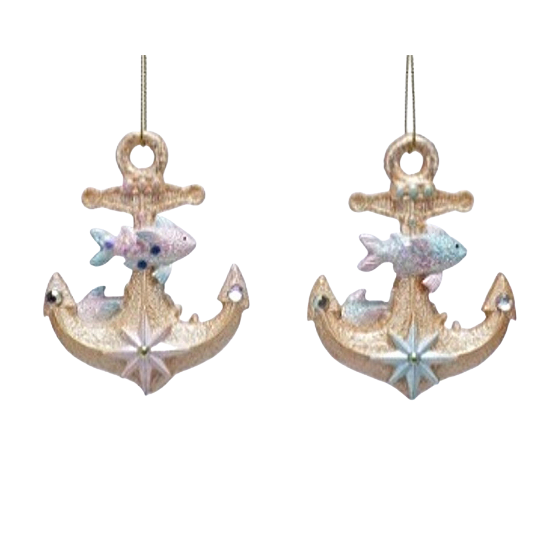 2 Asst'd painted resin anchor ornaments, 3 in  12            