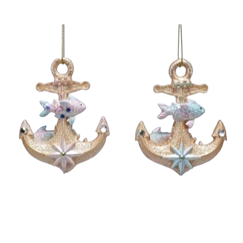 2 Asst'd painted resin anchor ornaments, 3 in  12            