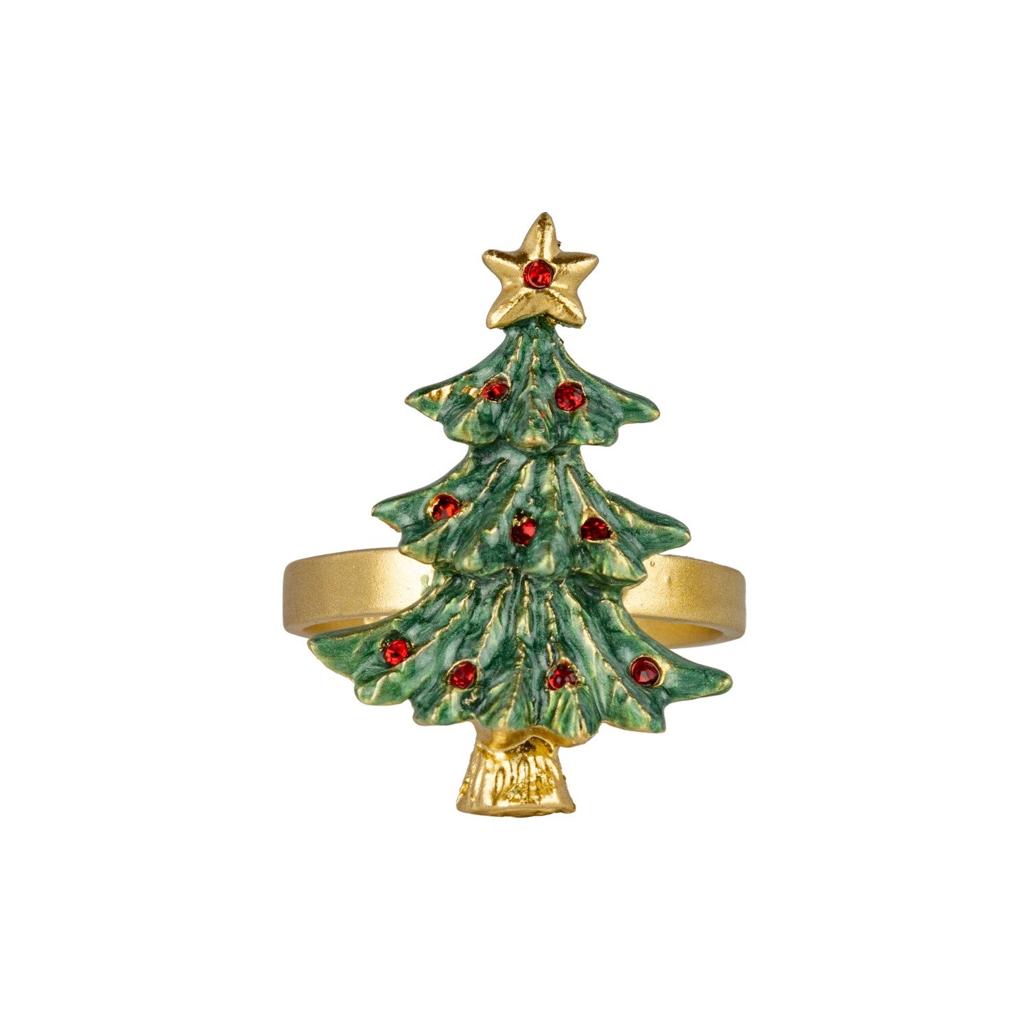 Enameled metal napkin ring, Christmas tree motif,  6            