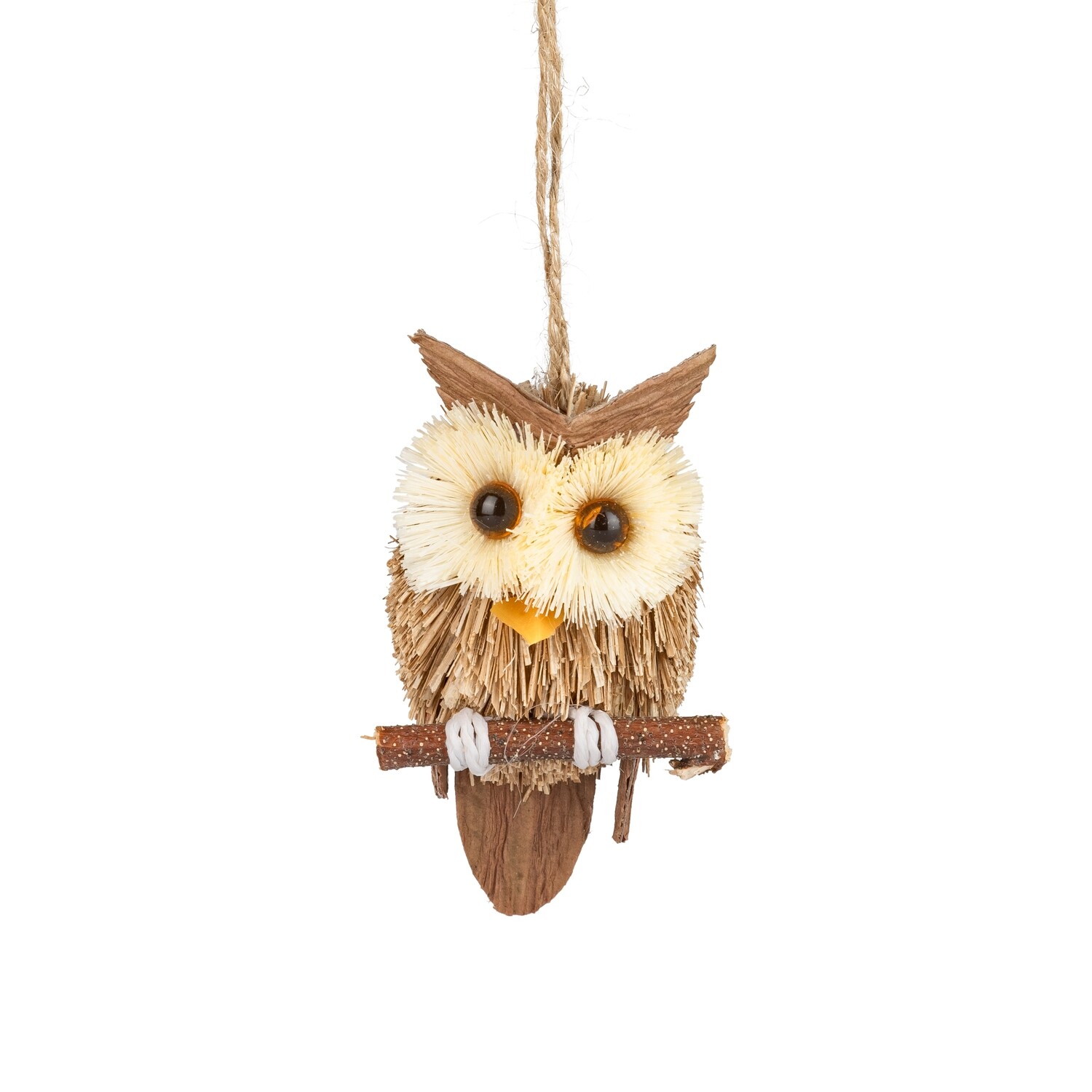 Bristle owl, natural head, brown body sitting on a branch, 2.5 in  12            