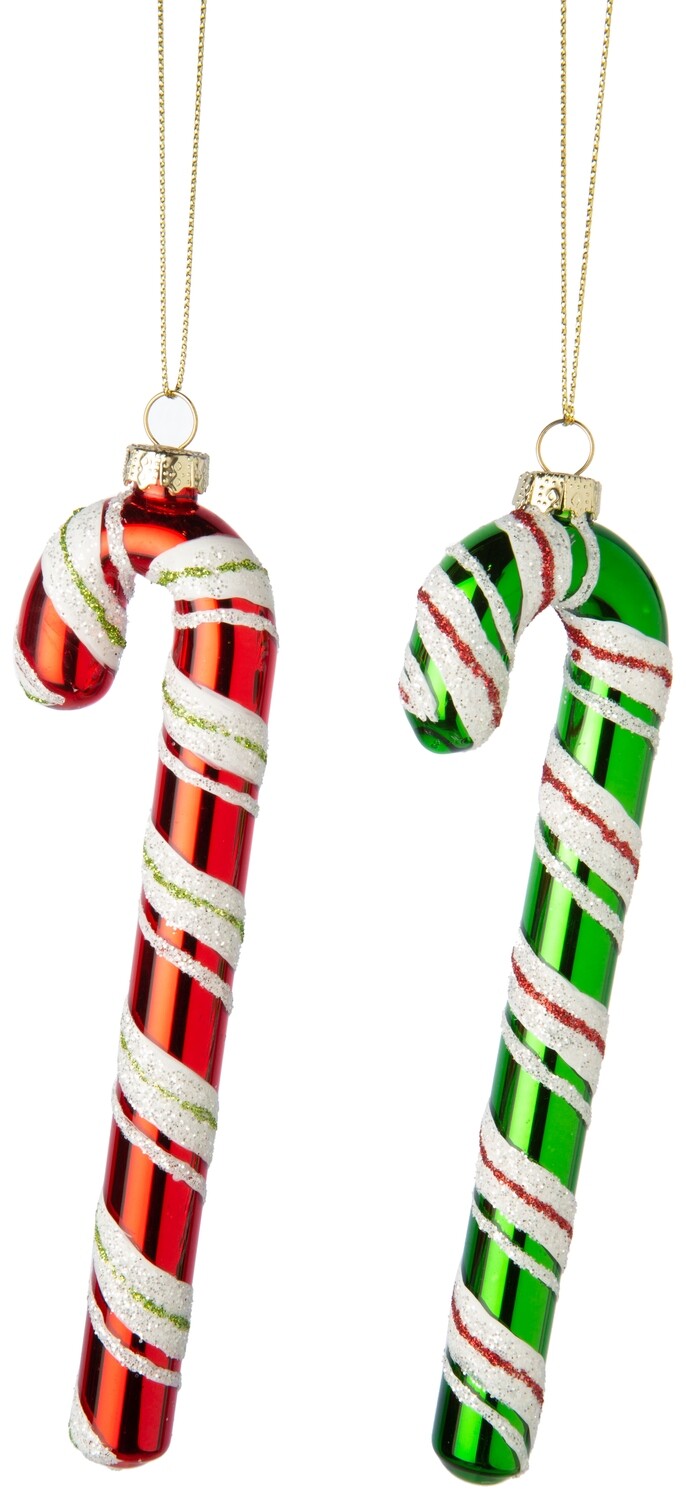 2 Asst'd glass candycane ornaments, 6.5 in  12            