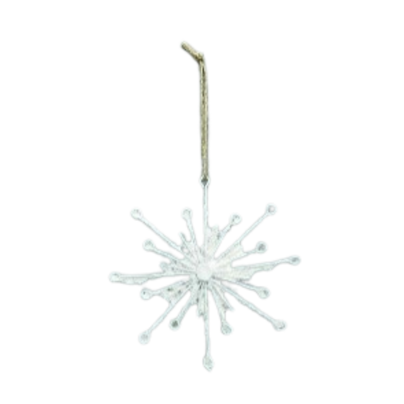 White paper covered wire snowflake ornament 6.2 in  12            