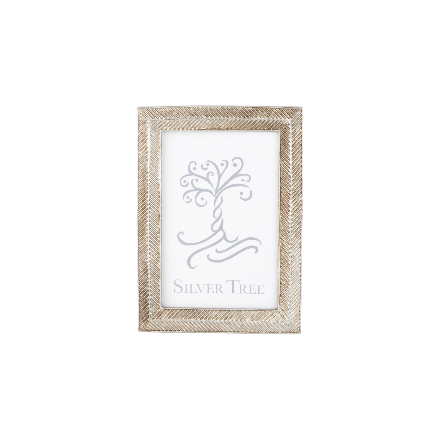 Herringbone pattern picture frame, silver finish fits 4x6 photo  4           