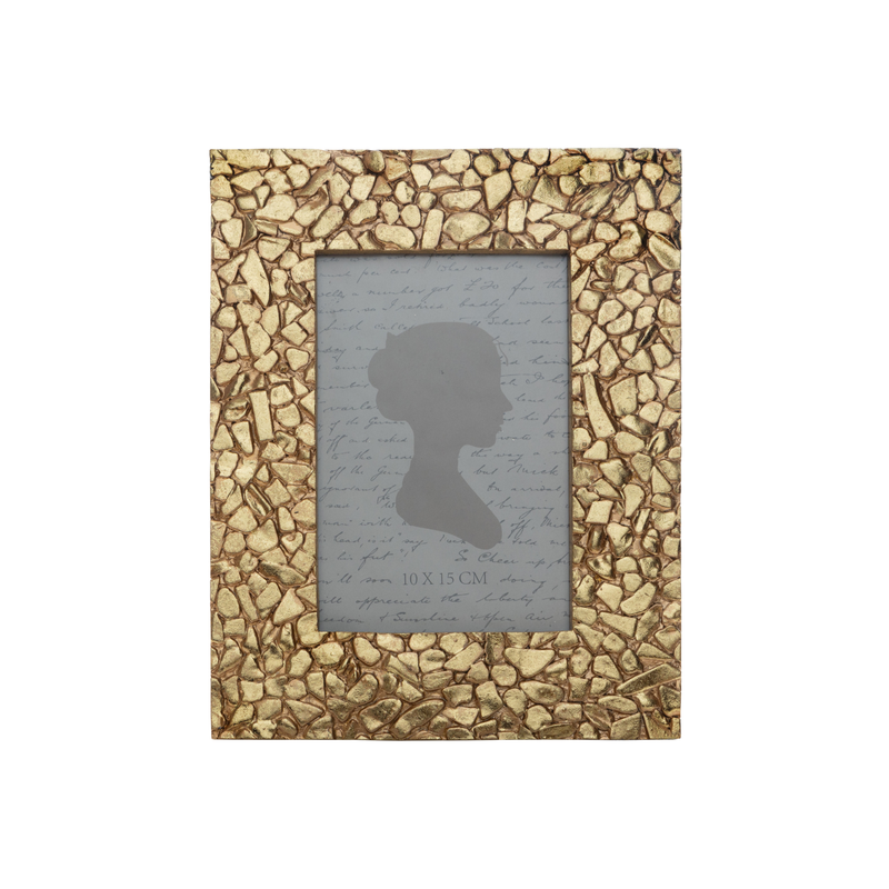 Shiny gold mosaic pattern frame, resin holds 4x6 in photo  2           