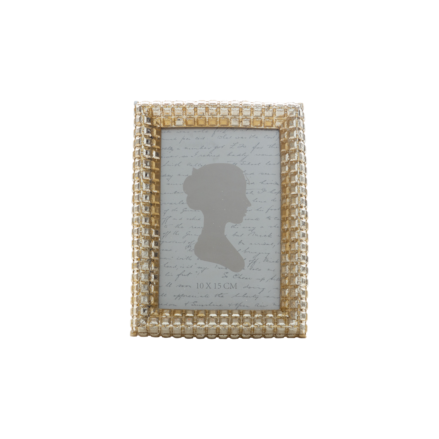 Shiny gold and silver embossed squares pattern frame, resin holds 4x6 in photo  4           