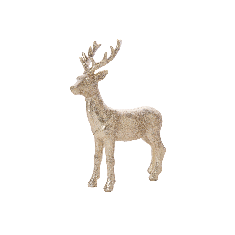 Champagne gold glittered resin table top reindeer 9 in  4            